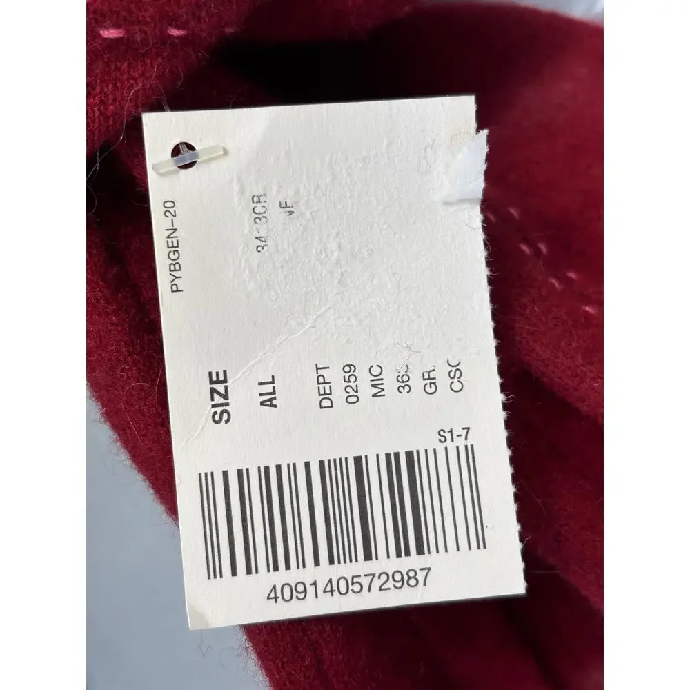 Preston & York Gloves Womens One Size Red Wool Rabbit Hair Knit Buckle Winter